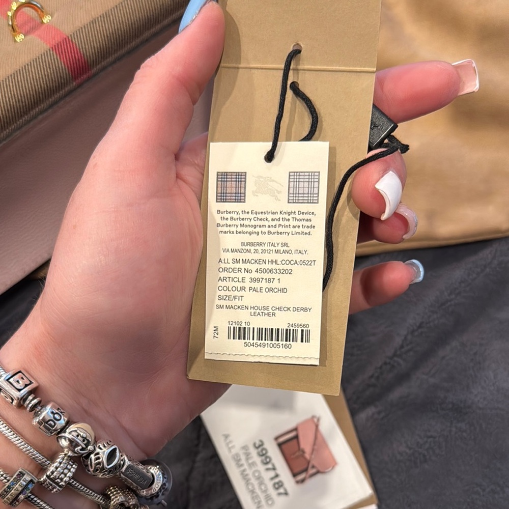 Burberry Derby Calfskin House Check Macken Crossbody Bag Pale Orchid *BRAND NEW* - Picture 7 of 9